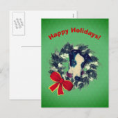 Greyhound Wreath Kerstfeestdag Briefkaart (Voorkant / Achterkant)