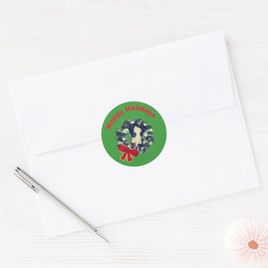 Greyhound Wreath Kerstfeestdag Ronde Sticker (Envelop)