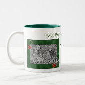 Greyhound Wreath Kerstmis - Persoonlijke foto Tweekleurige Koffiemok (Links)