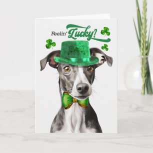 Greyhoundhond die zich Lucky voelt St. Patrick's D Feestdagen Kaart