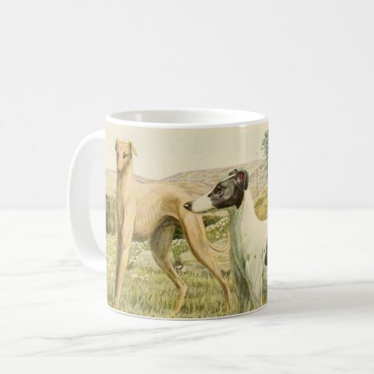 Greyhoundmok met antiek afdruk koffiemok (Voorkant links)