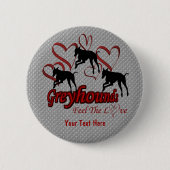 Greyhounds and Hearts Love Dog Button (Voorkant)