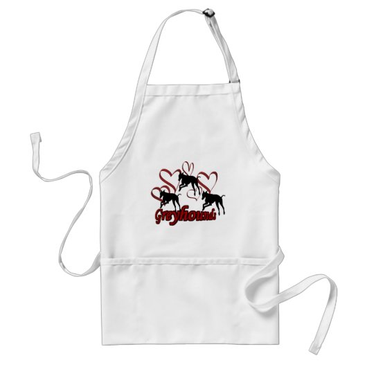 Greyhounds and Red Hearts Dog Apron Standaard Schort (Voorkant)