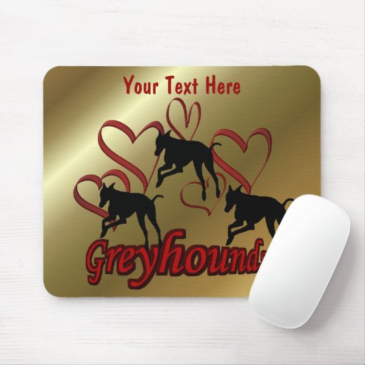 Greyhounds and Red Hearts Dog Muismat (Met muis)