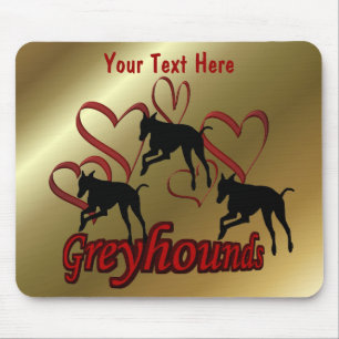 Greyhounds and Red Hearts Dog Muismat