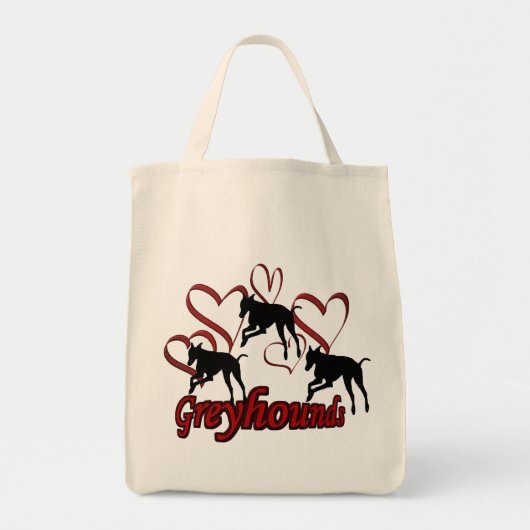 Greyhounds and Red Hearts Dog Tote Bag (Voorkant)