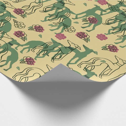 Greyhounds en Rozen Greyhound Roos Pattern Spring Cadeaupapier (Hoek)