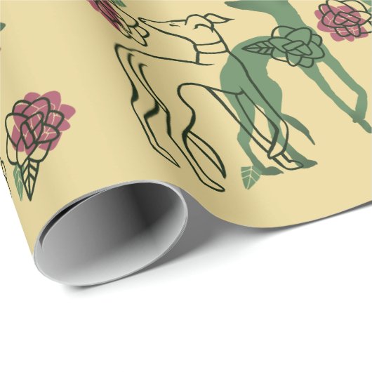 Greyhounds en Rozen Greyhound Roos Pattern Spring Cadeaupapier (Rol Hoek)