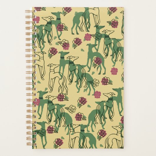 Greyhounds en Rozen Greyhound Roos Pattern Spring Planner (Voorkant)