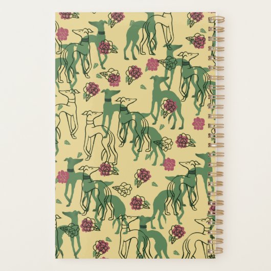 Greyhounds en Rozen Greyhound Roos Pattern Spring Planner (Achterkant)