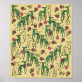 Greyhounds en Rozen Greyhound Roos Pattern Spring Poster (Voorkant)