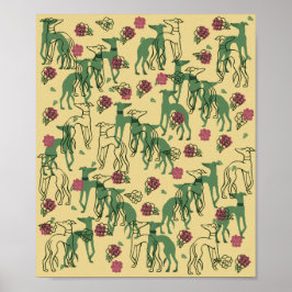 Greyhounds en Rozen Greyhound Roos Pattern Spring Poster