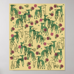 Greyhounds en Rozen Greyhound Roos Pattern Spring Poster