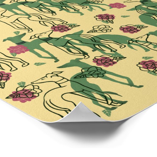 Greyhounds en Rozen Greyhound Roos Pattern Spring Poster (Hoek)