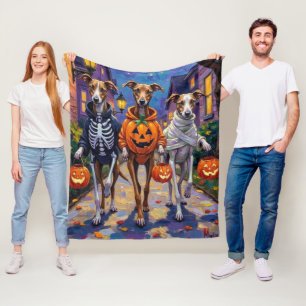 Greyhounds gaan langs de deuren in Halloween-kostu Fleece Deken