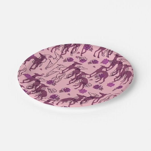 Greyhounds Garden Artwork Greyhound Rozen Papieren Bordje (Gekanteld)