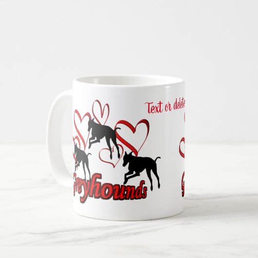 Greyhounds Gepersonaliseerd Hondenliefhebber Koffiemok (Voorkant links)