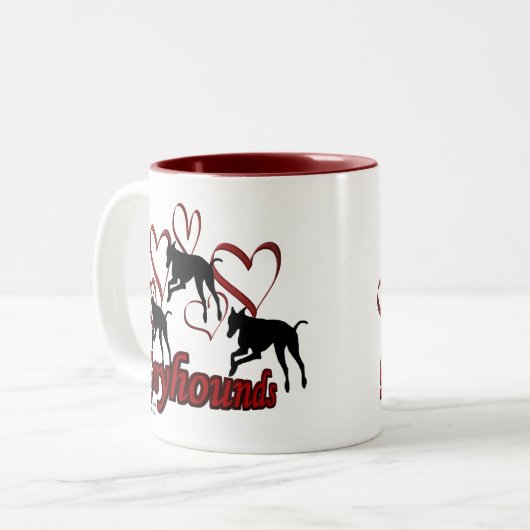 Greyhounds Hearts Hondenliefhebber Foto Koffie Mok (Voorkant links)
