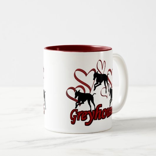 Greyhounds Hearts Hondenliefhebber Foto Koffie Mok (Voorkant rechts)