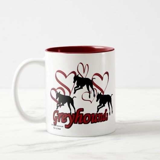 Greyhounds Hearts Hondenliefhebber Foto Koffie Mok (Links)