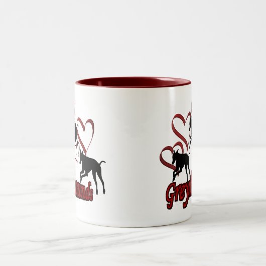 Greyhounds Hearts Hondenliefhebber Foto Koffie Mok (Center)