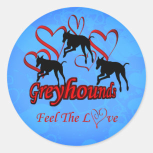 Greyhounds Hearts Love Dog Ronde Sticker