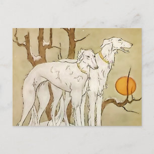 “Greyhounds in Winter” door Marjorie Miller Briefkaart