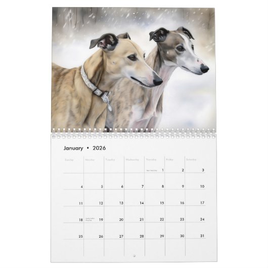 Greyhounds Kalender, elk jaar Kalender (Jan 2026)