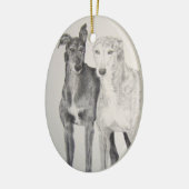 Greyhounds Keramisch Ornament (Links)