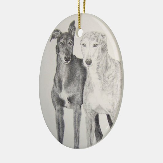Greyhounds Keramisch Ornament (Links)
