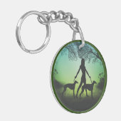 Greyhounds op een loopbaan sleutelhanger (Voorkant Links)