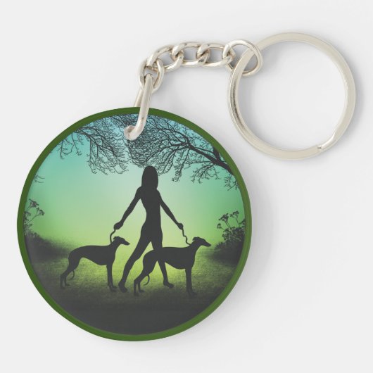 Greyhounds op een loopbaan sleutelhanger (Achterkant)