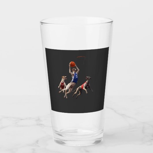 Greyhounds playing basketball glass glas (Voorkant)