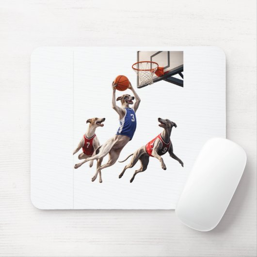 Greyhounds playing basketball muismat (Met muis)