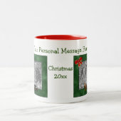 Greyhounds Pulling Sleigh Kerstfoto Tweekleurige Koffiemok (Center)