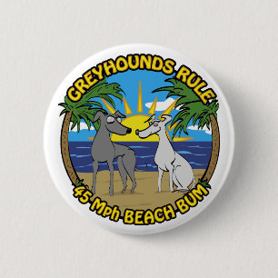 GREYHOUNDS RENDIEREN 45 MPH STRANDLUI RONDE BUTTON 5,7 CM