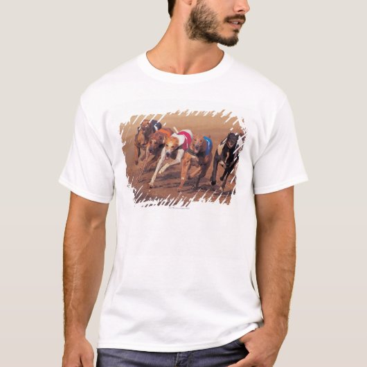 Greyhounds rennen op pad t-shirt (Voorkant)