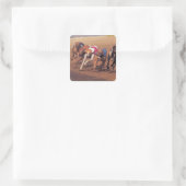 Greyhounds rennen op pad vierkante sticker (Tas)