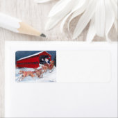 Greyhounds Santa Sleigh Dog Art Adresetiketten Etiket (Insitu)
