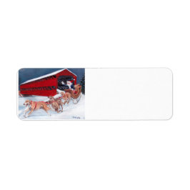 Greyhounds Santa Sleigh Dog Art Adresetiketten Etiket