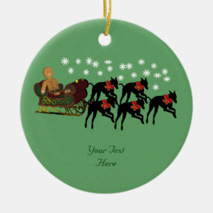 Greyhounds Sleigh Cute Holiday Ornament