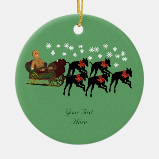Greyhounds Sleigh Cute Holiday Ornament (Voorkant)