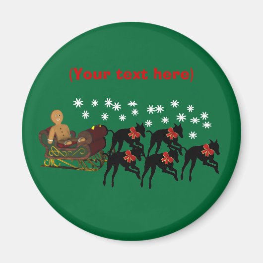 Greyhounds Sleigh Kerstvakantie magneet (Voorkant)