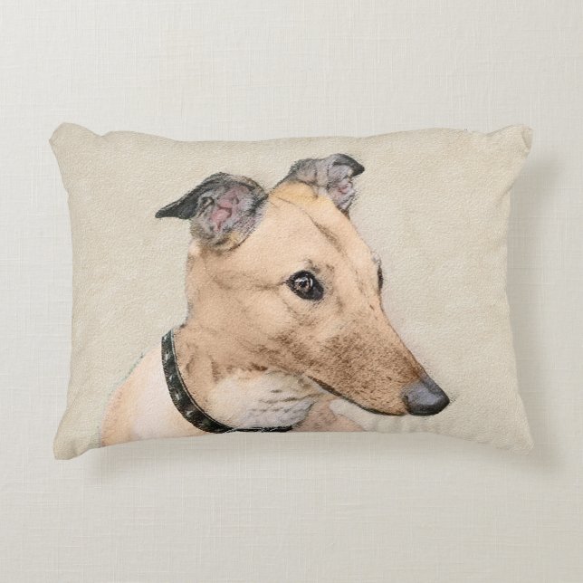 Greyhoundschildering - Cute Original Dog Art Accent Kussen (Voorkant)