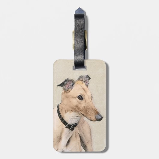 Greyhoundschildering - Cute Original Dog Art Bagagelabel (Achterkant verticaal)