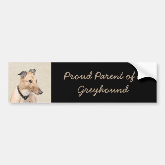 Greyhoundschildering - Cute Original Dog Art Bumpersticker (Voorkant)