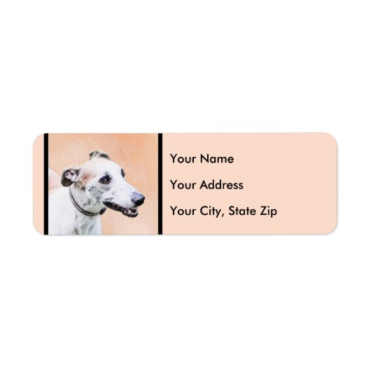 Greyhoundschildering - Cute Original Dog Art Etiket (Voorkant)