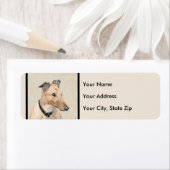 Greyhoundschildering - Cute Original Dog Art Etiket (Insitu)