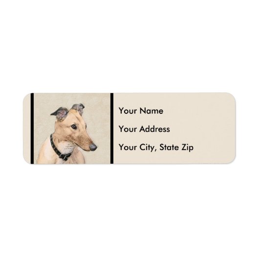 Greyhoundschildering - Cute Original Dog Art Etiket (Voorkant)