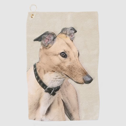 Greyhoundschildering - Cute Original Dog Art Golfhanddoek (Voorkant)